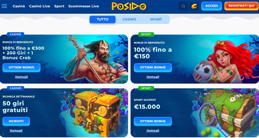 Bonus senza deposito del casinò Posido
